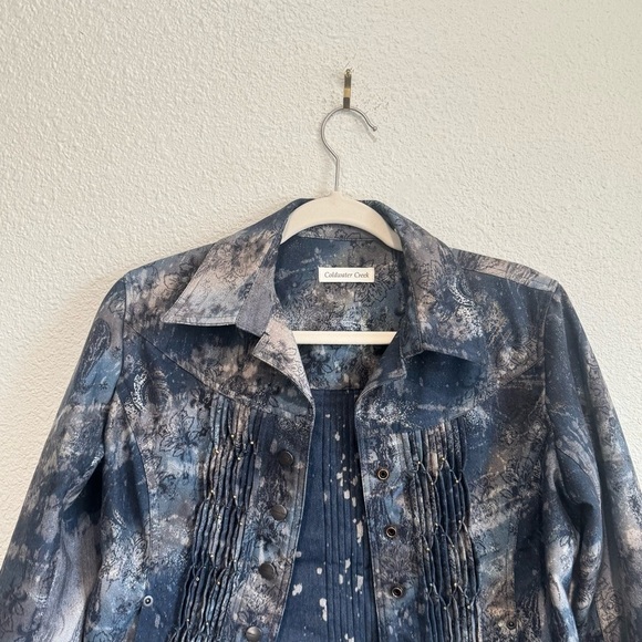 Coldwater Creek Womens Size 8P Dark Floral Whimsigoth Beaded Blazer Jacket Y2K - Picture 2 of 11